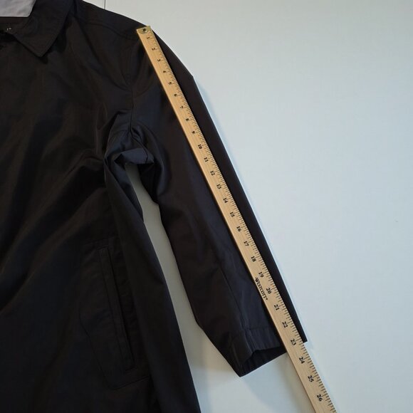 Bugatti Coat Men 52R Black Water Repellent Mackintosh Buttons Pockets Minimalist - Picture 5 of 16